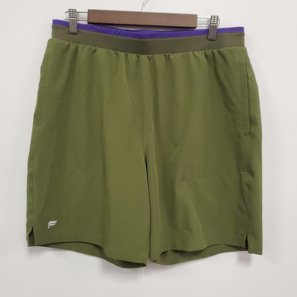 Fabletics Mens Fundamental Athletic Short Size M Green Workout Running Fitness‎